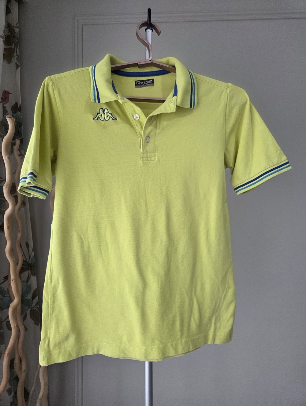 Kappa Men's Yellow Polo Shirt with Stripe Trim Sz.S